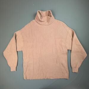 Free People Oversized Ribbed Turtleneck Sweater Pink Small Slouchy Knit